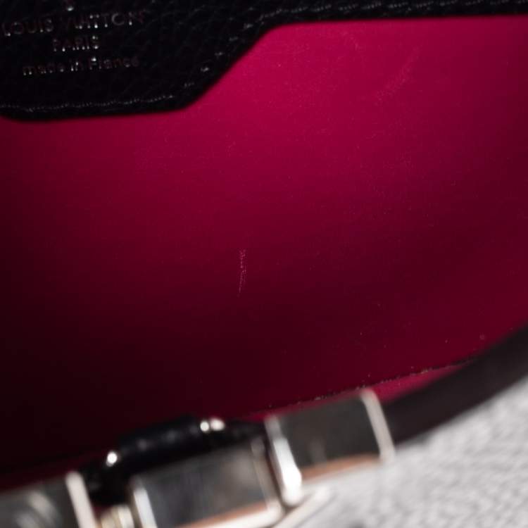 Pre Owned Louis Vuitton Black Leather and Python Capucines BB Bag
