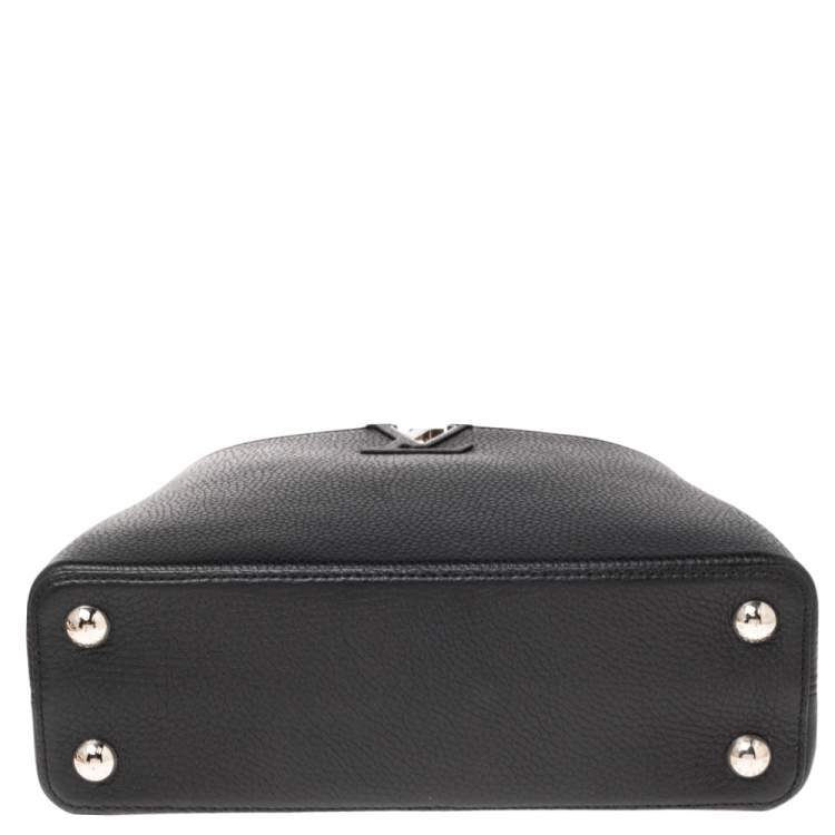 Pre Owned Louis Vuitton Black Leather and Python Capucines BB Bag