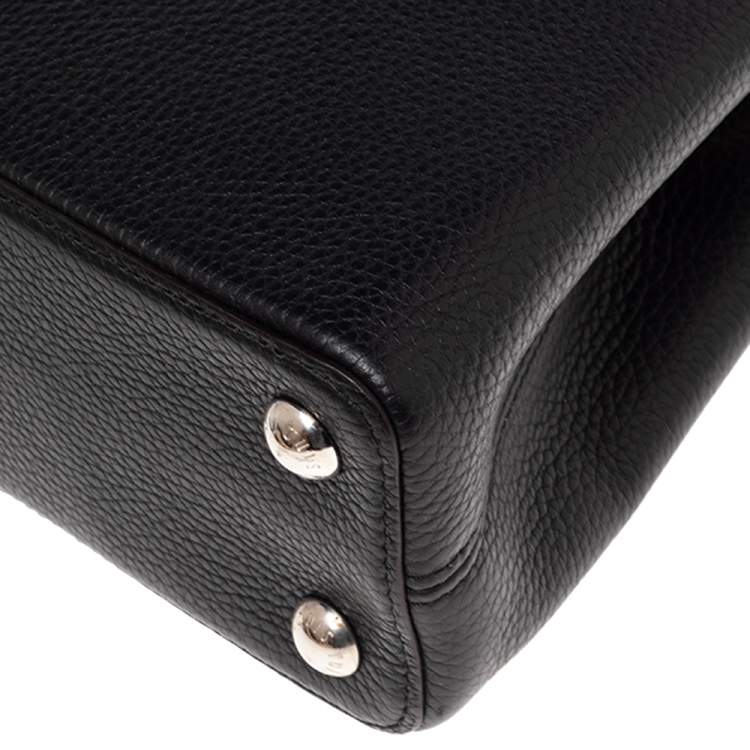 Pre Owned Louis Vuitton Black Leather and Python Capucines BB Bag