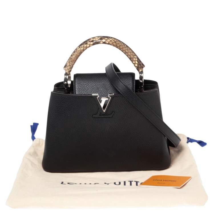 Pre Owned Louis Vuitton Black Leather and Python Capucines BB Bag