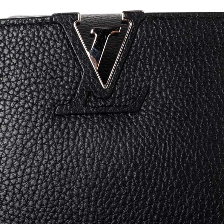 Pre Owned Louis Vuitton Black Leather and Python Capucines BB Bag