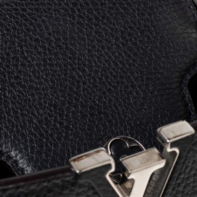 Pre Owned Louis Vuitton Black Leather and Python Capucines BB Bag