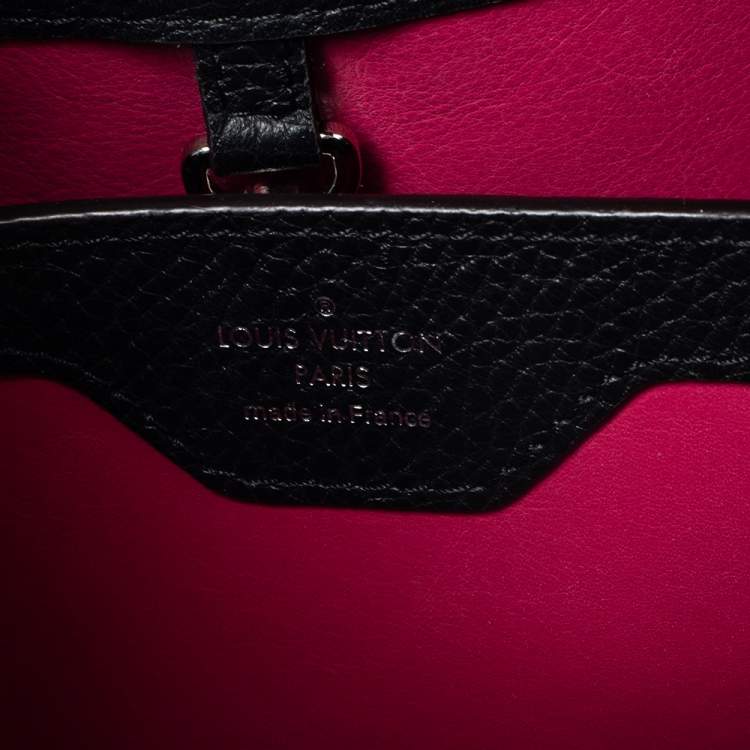 Pre Owned Louis Vuitton Black Leather and Python Capucines BB Bag