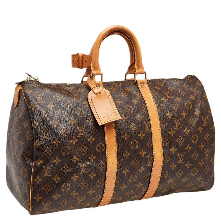 Pre Owned Louis Vuitton Brown Monogram Canvas Keepall 45 Bag