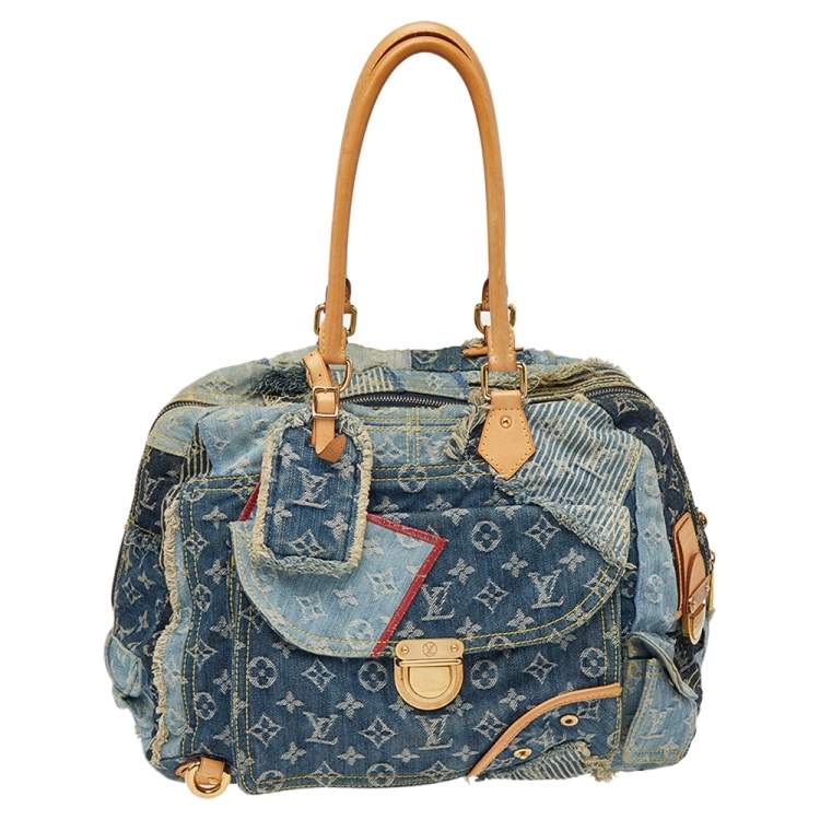 Louis Vuitton Denim Patchwork Bowly Blue Bag