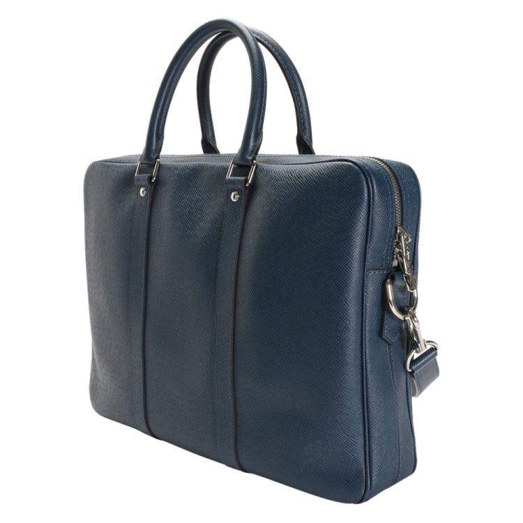 Pre Owned Louis Vuitton Blue Taiga Leather Porte-Documents Voyage PM Bag