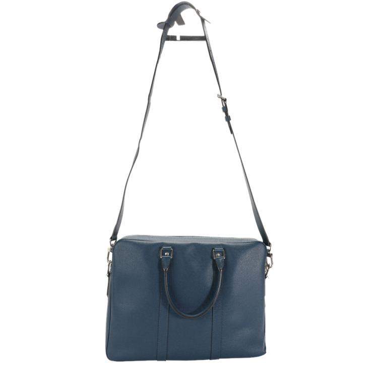 Pre Owned Louis Vuitton Blue Taiga Leather Porte-Documents Voyage PM Bag