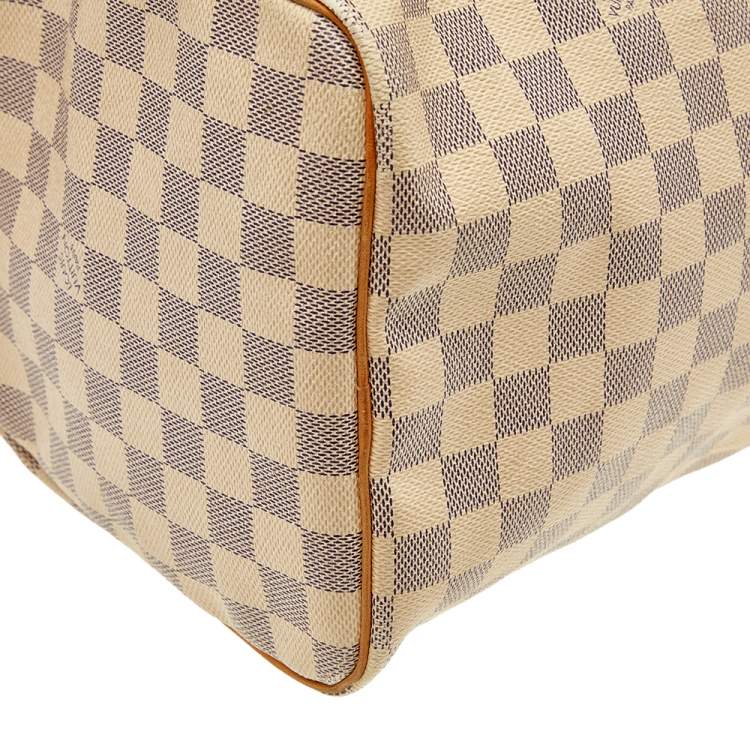 مملوكة مسبقًا Louis Vuitton Damier Azur Coated Canvas And Leather Speedy 35 Bag