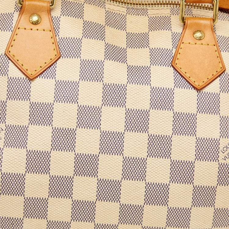 مملوكة مسبقًا Louis Vuitton Damier Azur Coated Canvas And Leather Speedy 35 Bag