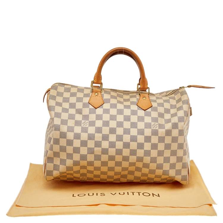 مملوكة مسبقًا Louis Vuitton Damier Azur Coated Canvas And Leather Speedy 35 Bag