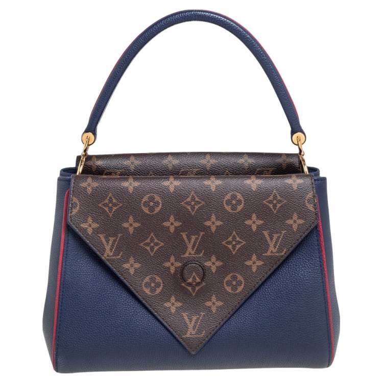 Pre Owned Louis Vuitton Blue Marine Monogram Canvas and Leather Double V Bag