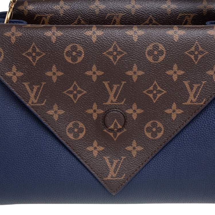 Pre Owned Louis Vuitton Blue Marine Monogram Canvas and Leather Double V Bag