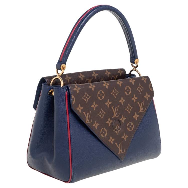 Pre Owned Louis Vuitton Blue Marine Monogram Canvas and Leather Double V Bag