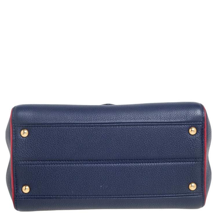 Pre Owned Louis Vuitton Blue Marine Monogram Canvas and Leather Double V Bag