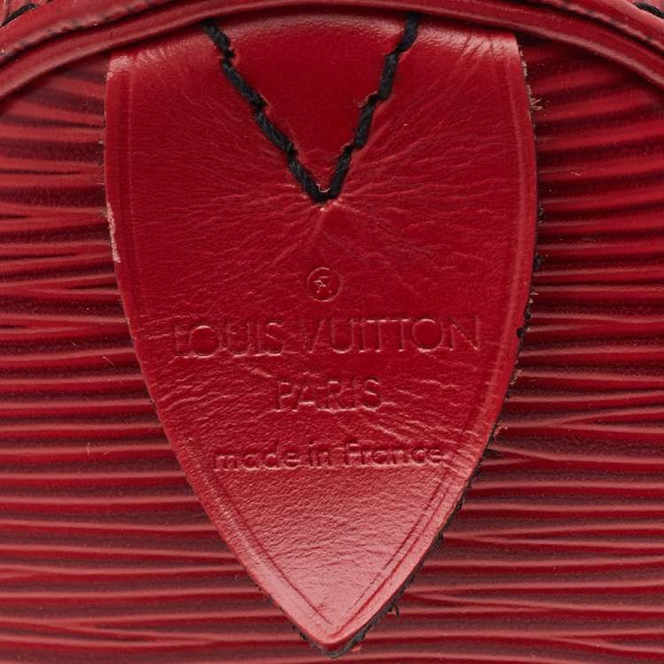 Pre Owned Louis Vuitton Red Leather Epi Speedy 25 Bag