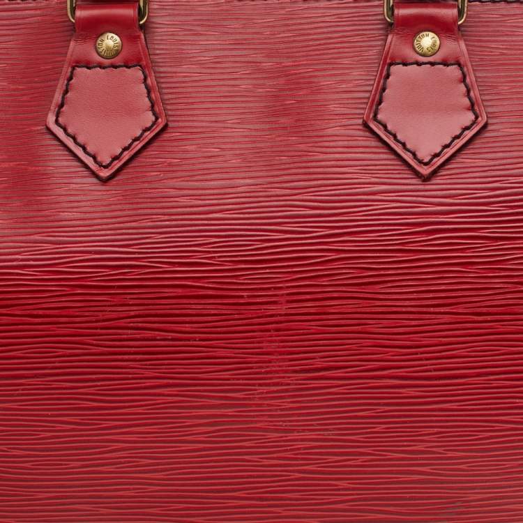 Pre Owned Louis Vuitton Red Leather Epi Speedy 25 Bag