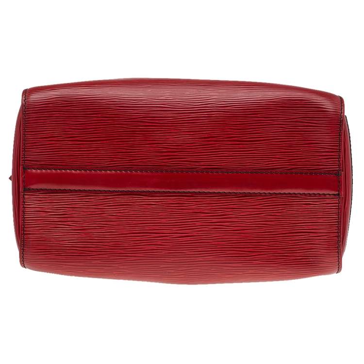 Pre Owned Louis Vuitton Red Leather Epi Speedy 25 Bag
