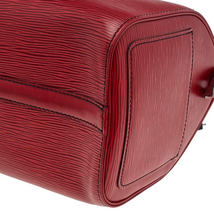 Pre Owned Louis Vuitton Red Leather Epi Speedy 25 Bag