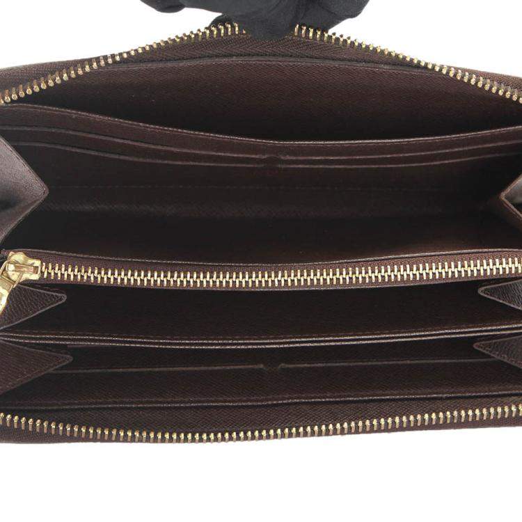 Louis Vuitton Damier Ebene Canvas Brown Leather Zippy Wallet