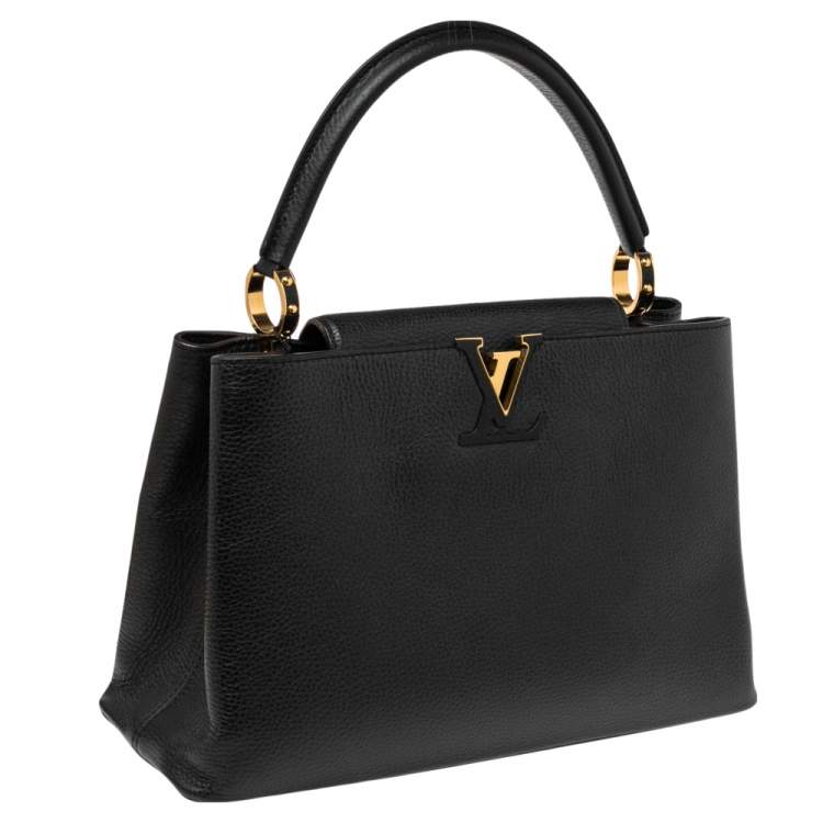 Pre Owned Louis Vuitton Black Taurillon Leather Capucines MM Bag
