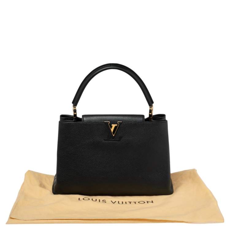 Pre Owned Louis Vuitton Black Taurillon Leather Capucines MM Bag