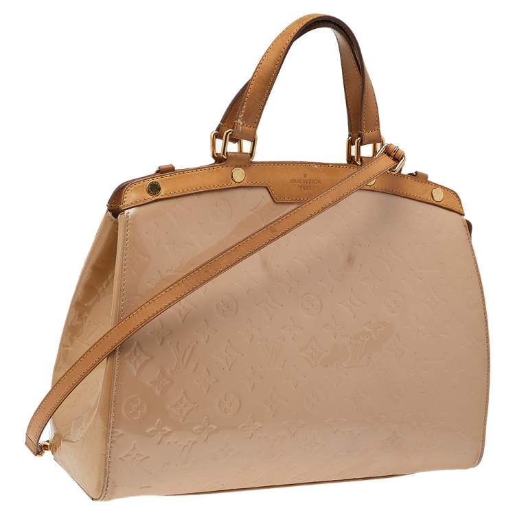 Pre Owned Louis Vuitton Rose Florentine Monogram Vernis Brea GM Bag