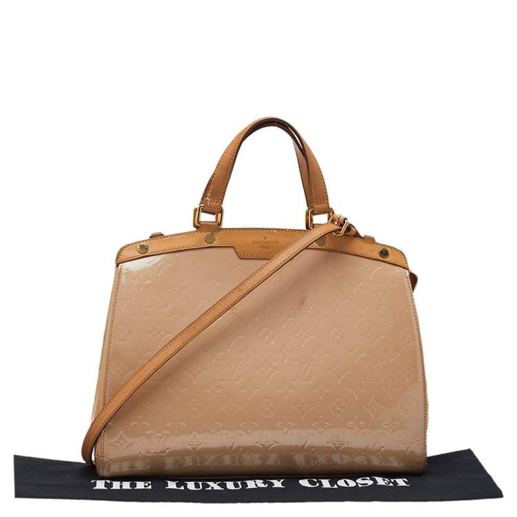 Pre Owned Louis Vuitton Rose Florentine Monogram Vernis Brea GM Bag