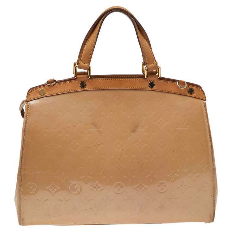 Pre Owned Louis Vuitton Rose Florentine Monogram Vernis Brea GM Bag