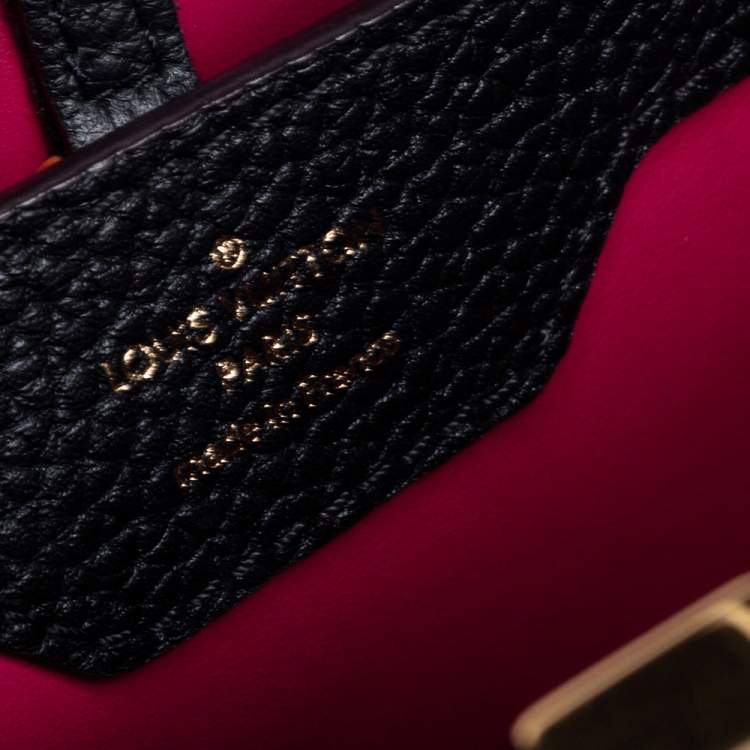 Pre Owned Louis Vuitton Noir Cuir Taurillon Leather Capucines MM Bag