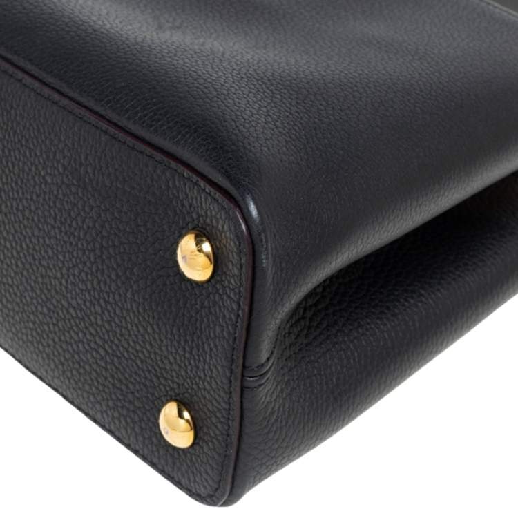 Pre Owned Louis Vuitton Noir Cuir Taurillon Leather Capucines MM Bag