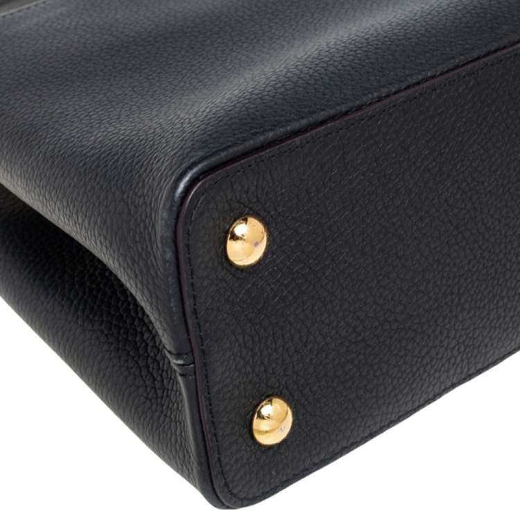 Pre Owned Louis Vuitton Noir Cuir Taurillon Leather Capucines MM Bag