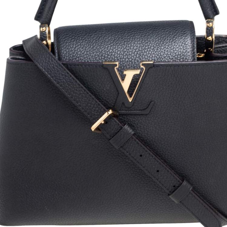 Pre Owned Louis Vuitton Noir Cuir Taurillon Leather Capucines MM Bag
