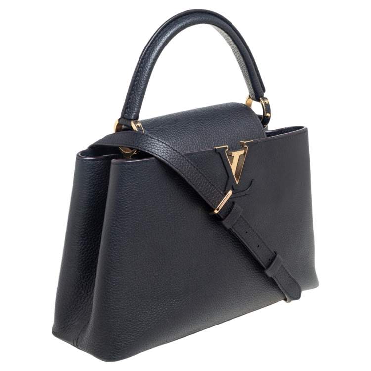 Pre Owned Louis Vuitton Noir Cuir Taurillon Leather Capucines MM Bag