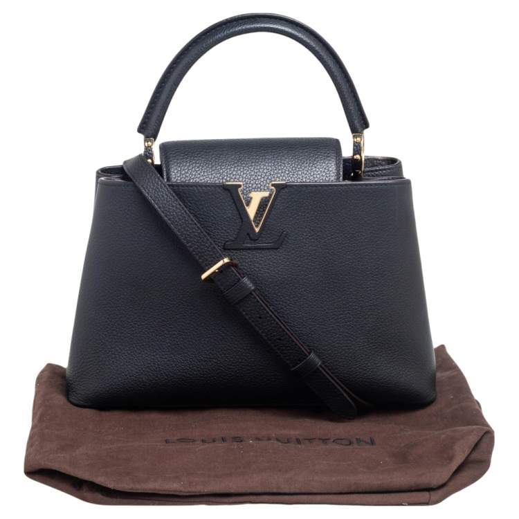 Pre Owned Louis Vuitton Noir Cuir Taurillon Leather Capucines MM Bag