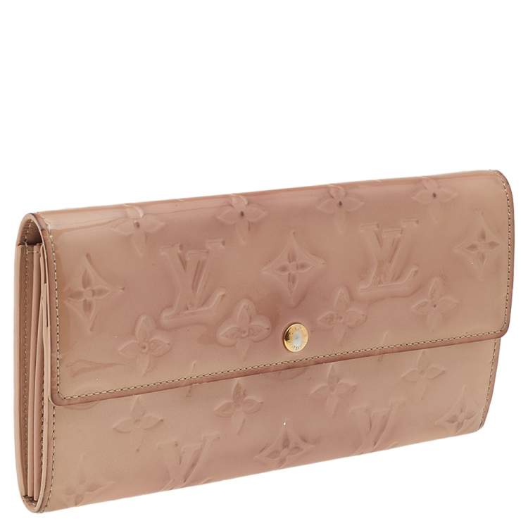Pre Owned Louis Vuitton Rose Florentine Monogram Vernis Sarah Wallet