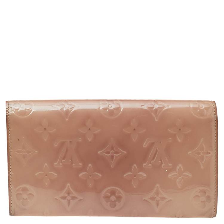 Pre Owned Louis Vuitton Rose Florentine Monogram Vernis Sarah Wallet