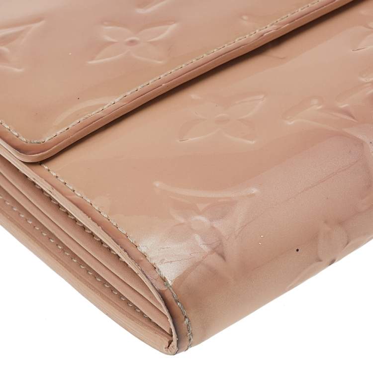 Pre Owned Louis Vuitton Rose Florentine Monogram Vernis Sarah Wallet