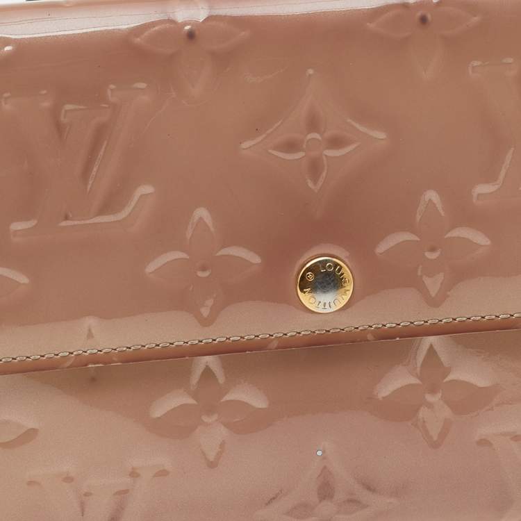 Pre Owned Louis Vuitton Rose Florentine Monogram Vernis Sarah Wallet