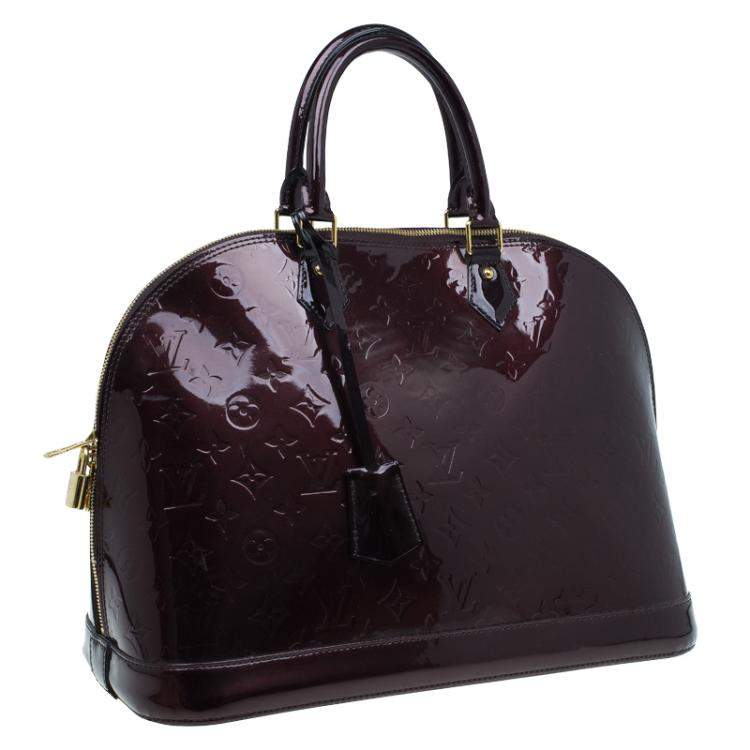 Pre Owned Louis Vuitton Amarante Monogram Vernis Alma GM Bag