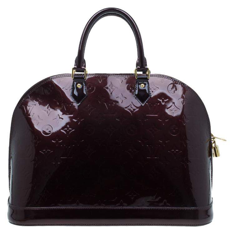 Pre Owned Louis Vuitton Amarante Monogram Vernis Alma GM Bag