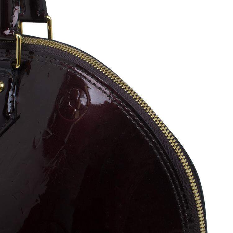 Pre Owned Louis Vuitton Amarante Monogram Vernis Alma GM Bag