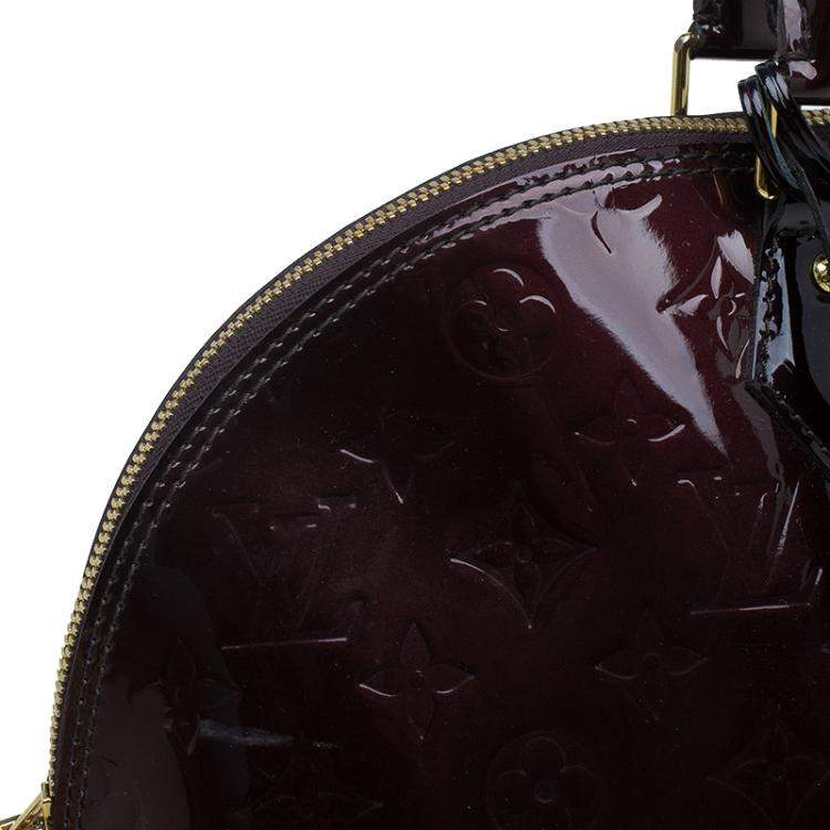Pre Owned Louis Vuitton Amarante Monogram Vernis Alma GM Bag