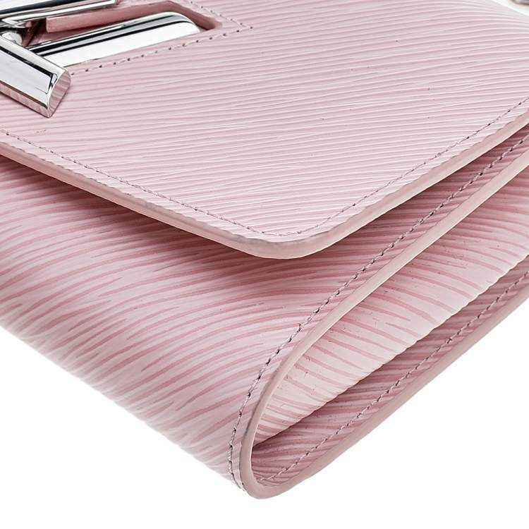 Pre Owned Louis Vuitton Rose Ballerine Epi Leather Twist Wallet On Chain