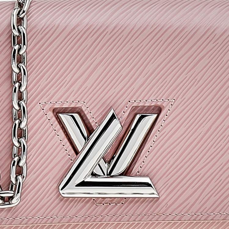 Pre Owned Louis Vuitton Rose Ballerine Epi Leather Twist Wallet On Chain