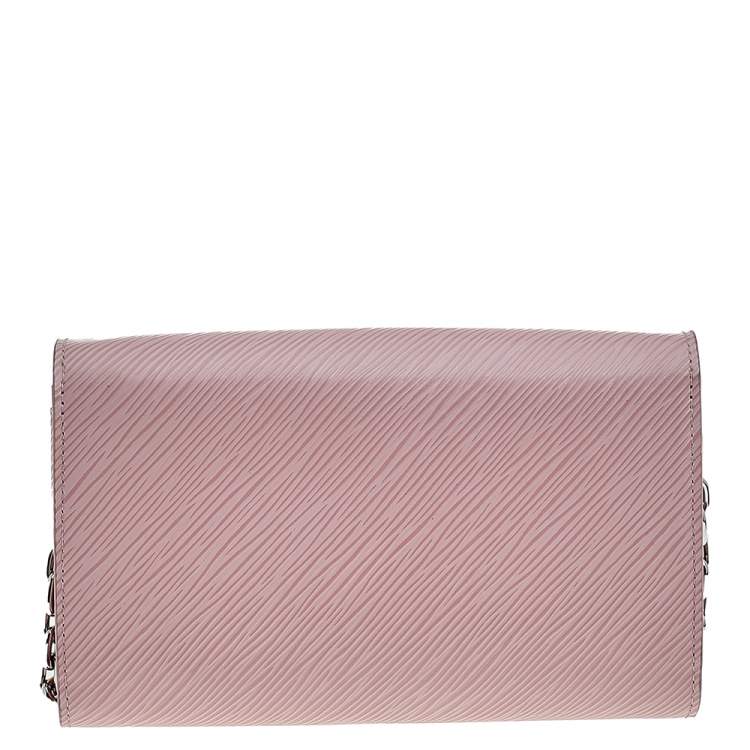 Pre Owned Louis Vuitton Rose Ballerine Epi Leather Twist Wallet On Chain
