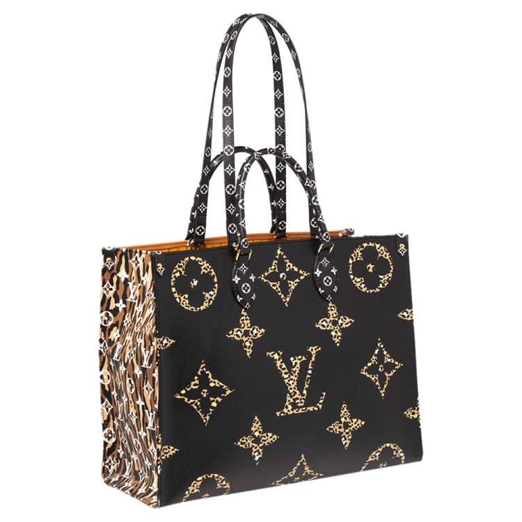 Pre Owned Louis Vuitton Black Monogram Giant Jungle Onthego GM Bag