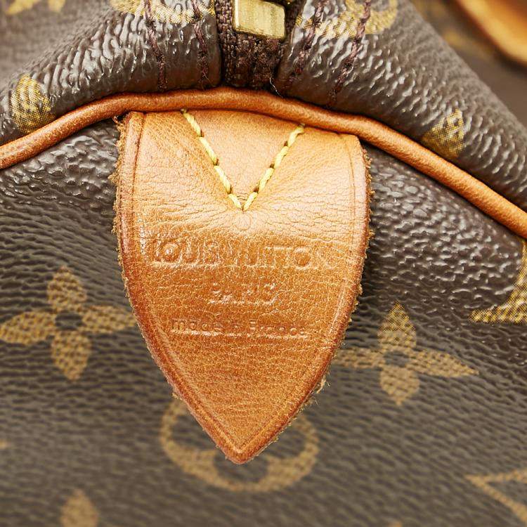 Pre Owned Louis Vuitton Brown Monogram Canvas Speedy 35 Top Handle Bag