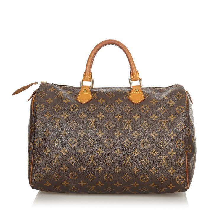 Pre Owned Louis Vuitton Brown Monogram Canvas Speedy 35 Top Handle Bag