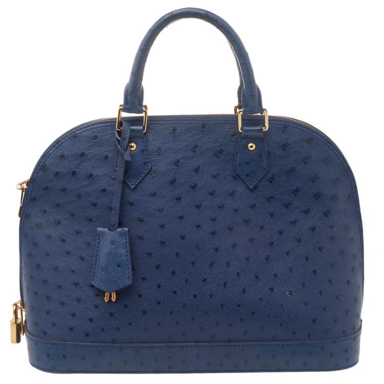 Louis Vuitton Navy Blue Ostrich Leather Alma PM Bag Louis Vuitton