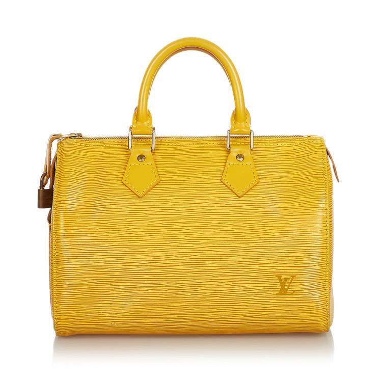 Pre Owned Louis Vuitton Yellow Epi Leather Speedy 25 Top Handle Bag